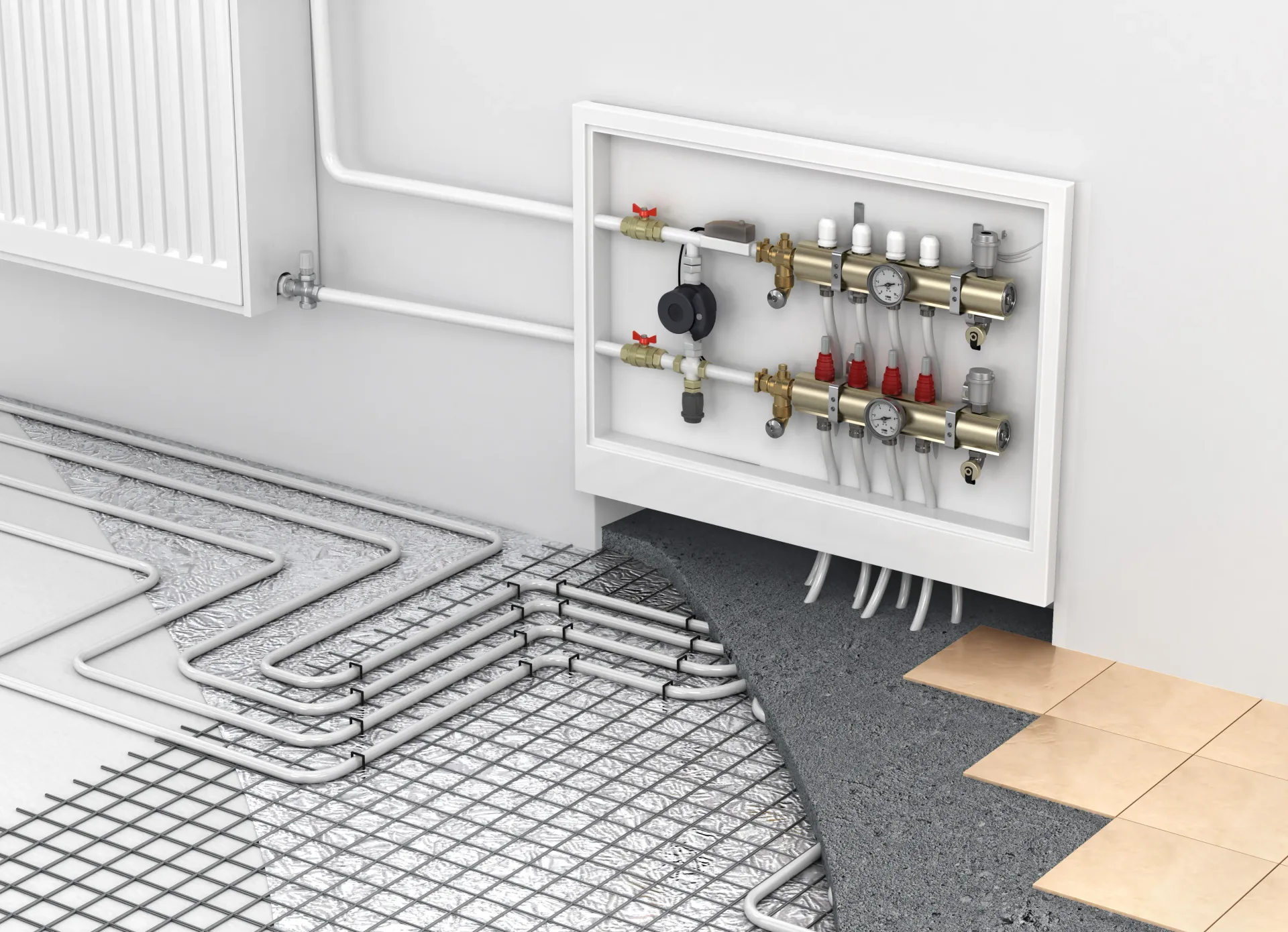 Underfloor heating system diagram